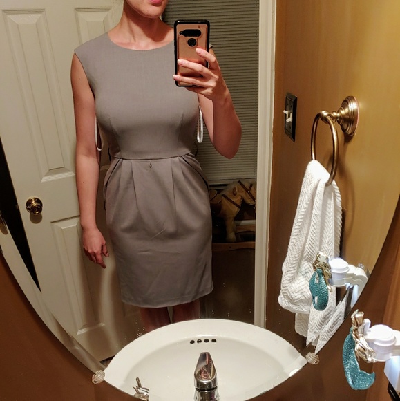 NWOT Calvin Klein Gray Sheath Dress - Picture 8 of 8